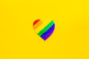 Rainbow LGBT community colored heart paper cut. LGBT social rights concept.