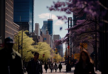 people walking in the city made with generative ai