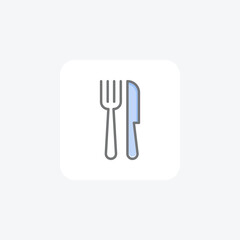 Dinner, fork fully editable vector icon

