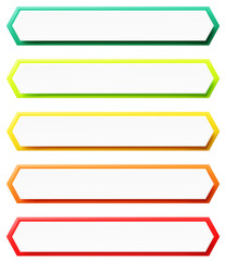 Blank colorful rectangular infographics elements , Thin line pictograms, pointers and text box, Concept of business model with 5 successive steps, Modern design template, Steps or processes.