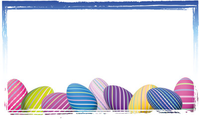 easter eggs striped aged corner border background
