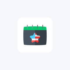 Calendar, American, independence fully editable vector icon

