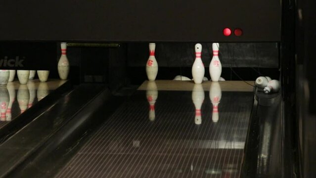 Bowling Ball Rolling Down Lane and Hitting Pins - Fitler Club, Philadelphia, PA