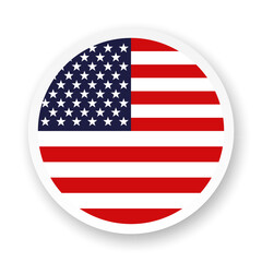 Flag of USA flat icon. Round vector element with shadow underneath. Best for mobile apps, UI and web design.