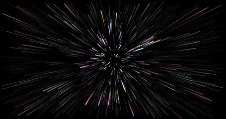Abstract creative speed space background. Speed of pink, magenta, green and yellow light, neon glowing rays in motion. 4k resolution space animation - Powered by Adobe
