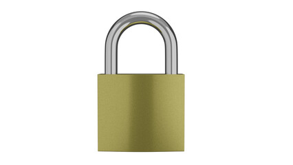Naklejka premium Golden locked padlock isolated on transparent background. Minimal concept. 3D render