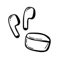 white wireless headphones for smartphone doodle