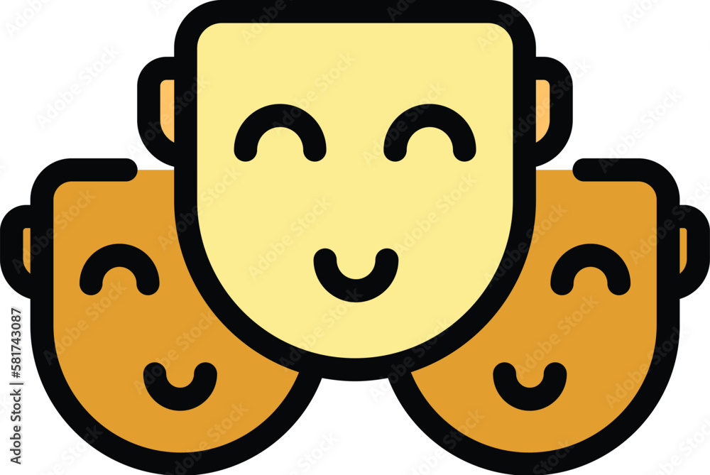 Poster happy crew icon. outline happy crew vector icon for web design isolated on white background color fl