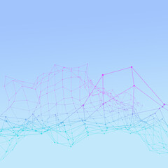 Abstract digital background of points, lines and triangles. Glowing plexus. Big data. Network or connection. Abstract technology science background. 