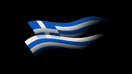 Greece flag animated stylized watercolor. Colored stripes of greek flag. The waving banner of greece. State patriotic banner. Design element, transparent, seamless loop