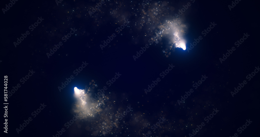 Aufkleber abstract blue energy lines and cyclic circles with magic bokeh from particles, abstract background