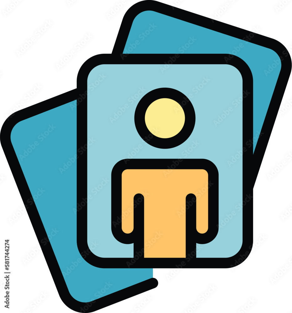 Poster crew card icon. outline crew card vector icon for web design isolated on white background color flat