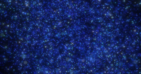 Abstract blue background of circles bokeh festive dots of energy magic glowing