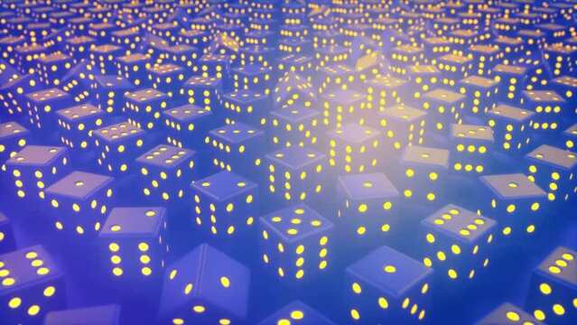 blue - purple gaming dices abstract backdrop - loop video