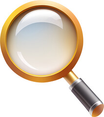 3D magnifying glass icon illustration.