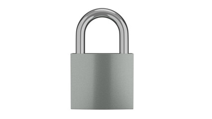 Fototapeta premium Silver locked padlock isolated on transparent background. Minimal concept. 3D render