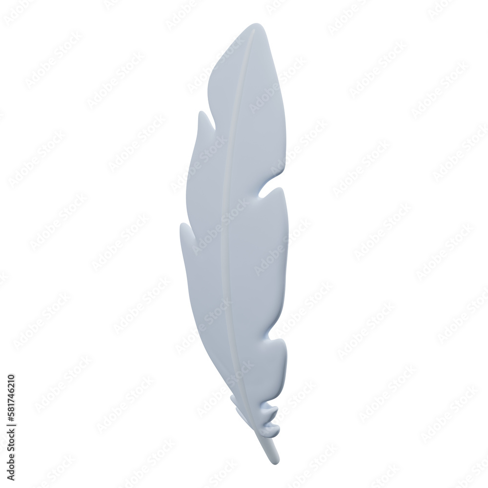 Poster feather isolated on white background. perspective view. 3d rendering