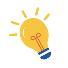 Light bulb with rays shine. Cartoon style. Flat style. Symbol of creativity, innovation, inspiration, invention and idea. Vector illustration