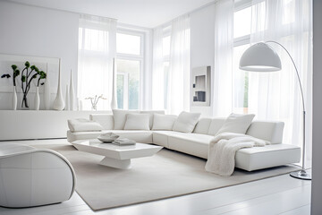 Naklejka na ściany i meble Modern living room, Generative AI