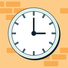 Clock illustration vector on brick wall background