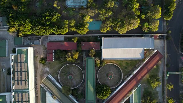 drone shot of south seccion of lecumberri historical prison in mexico city