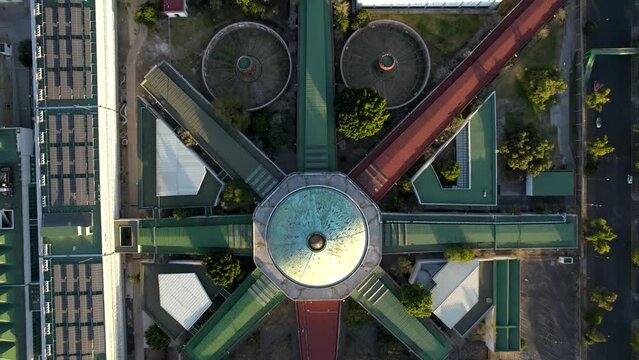 dron shot of lecumberri historical park and prison in mexico city