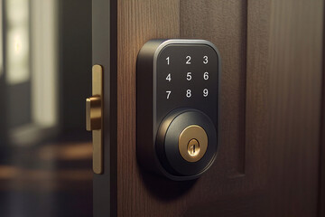 safety security automatic digital room door lock illustrations, Generative AI