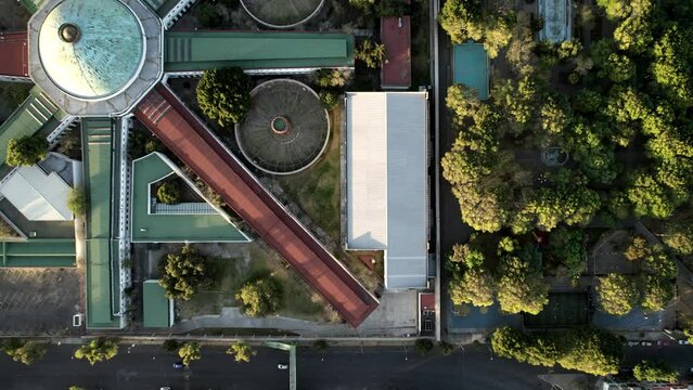 drone shot of lecumberri antique prison centre in mexico city