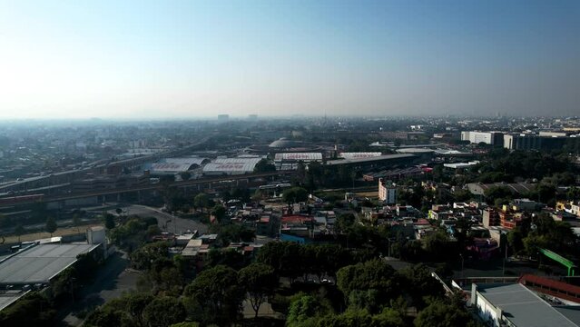aerial shot of mexico city main bus station TAPO