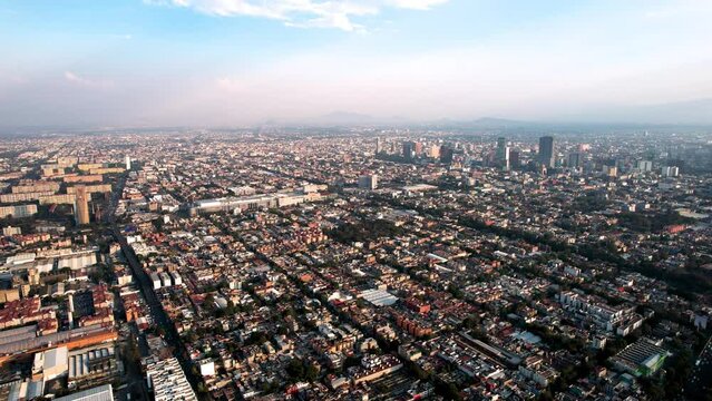 drone shot of mexico city from downtown