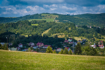 A village called Zwardoń in the valley of the mountains.