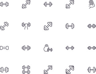 Fototapeta premium Dumbell concept. Sport line icon set. Collection of vector signs in trendy flat style for web sites, internet shops and stores, books and flyers. Premium quality icons isolated on white background