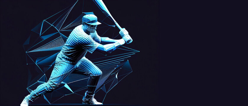 Baseball player. Baseball cap. Hitter swinging with bat. Abstract isolated silhouette. drawing, Generative AI