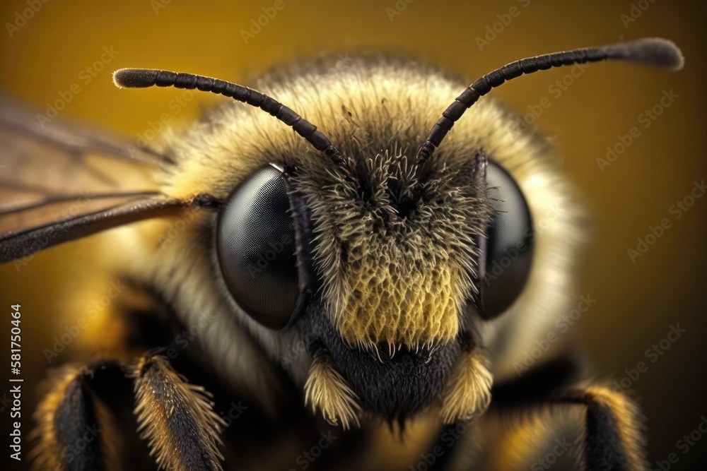 Wall mural Bee macro photography. Generative AI