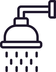 Single line icon of shower on isolated white background. High quality editable stroke for mobile apps, web design, websites, online shops etc.