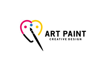 Painting art paint logo design, painting palette vector icon with modern heart concept