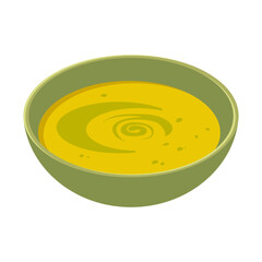 Zucchini puree soup. Vector illustration on a white background