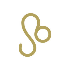 Obraz premium Leo zodiac astrology horoscope golden curved line symbol vintage icon vector illustration