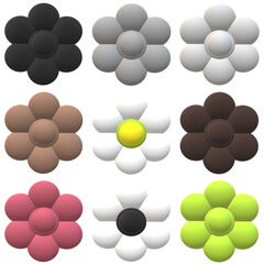 Set of colored flowers