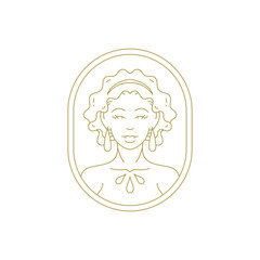 Esoteric beauty woman fashion hair skin care line art deco vintage logo vector illustration