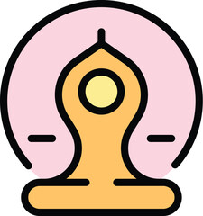 Buddhist practice icon. Outline Buddhist practice vector icon for web design isolated on white background color flat