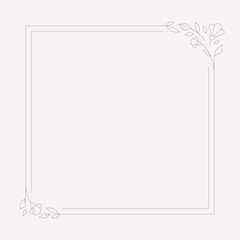 Floral antique frame elegant square border decor for invitation wedding card line vintage vector illustration
