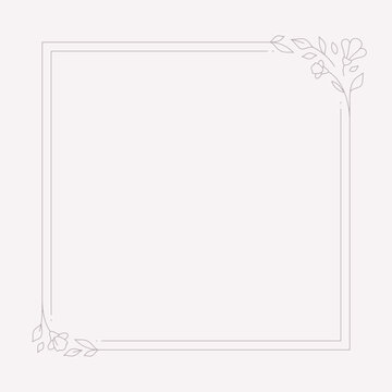 Floral antique frame elegant square border decor for invitation wedding card line vintage vector illustration