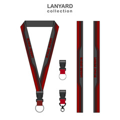 Red Gray Line Lanyard Template Set for All Company