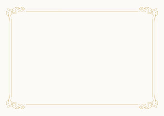 Elegant flower frame natural blossom plant romantic border rectangle banner golden vintage line vector illustration