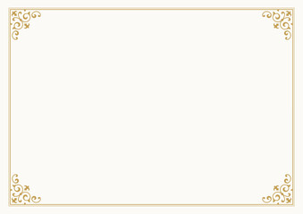 Antique golden frame swirly Victorian ornament curve elegant luxury border vintage vector illustration