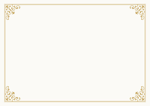 Antique golden frame swirly Victorian ornament curve elegant luxury border vintage vector illustration