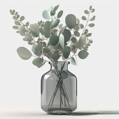 Eucalyptus in a glass vase isolated on a white background