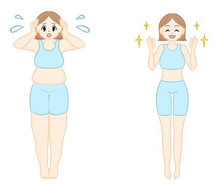 This illustration is an image of a fat woman and a skinny woman side by side.
