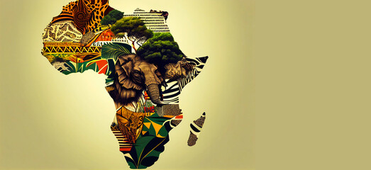 Illustration Africa Regions Map With Single African Countries, Generative AI